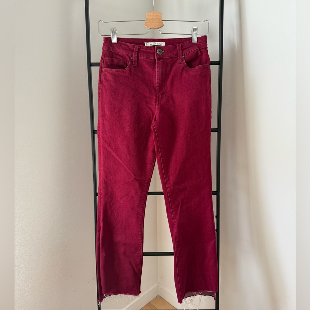 Whetherly Wine Red Straight-Leg Jeans